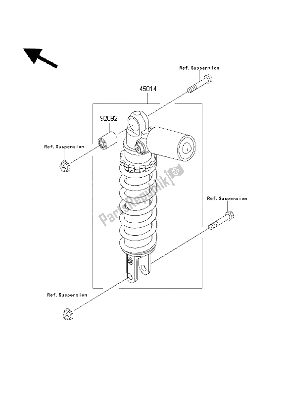 All parts for the Shock Absorber of the Kawasaki Ninja ZX 12R 1200 2001
