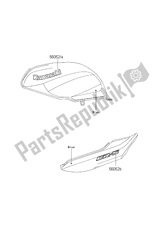 All parts for the Decals (blue) of the Kawasaki ER 5 500 2001