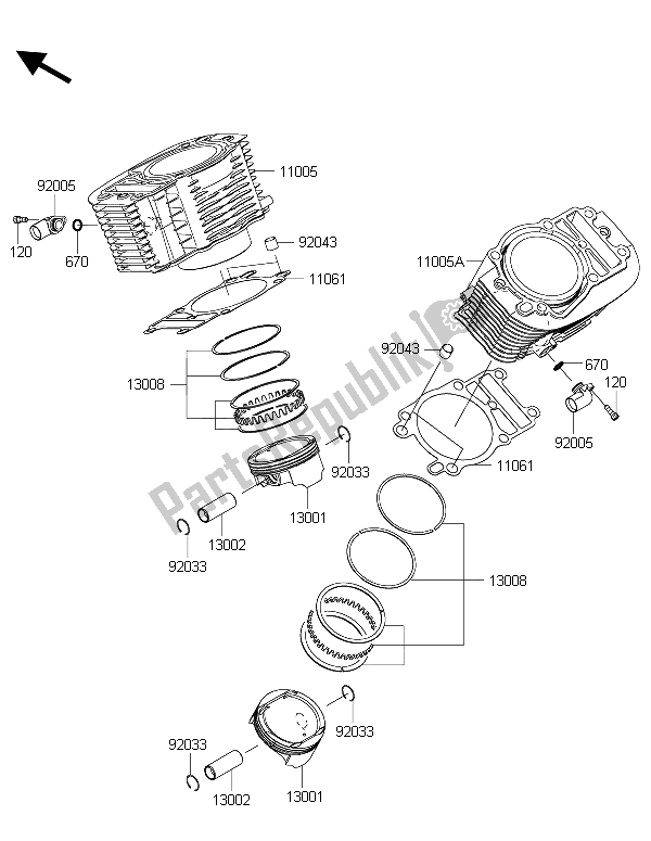 All parts for the Cylinder & Piston(s) of the Kawasaki Vulcan 1700 Nomad ABS 2015