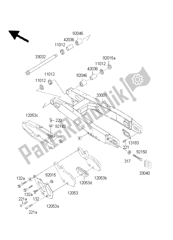 Tutte le parti per il Forcellone del Kawasaki KX 500 1999