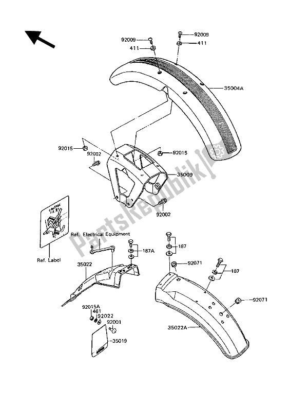 Tutte le parti per il Parabordi del Kawasaki GT 750 1994