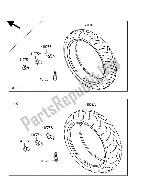 Todas as partes de Pneus do Kawasaki Z 1000 2010