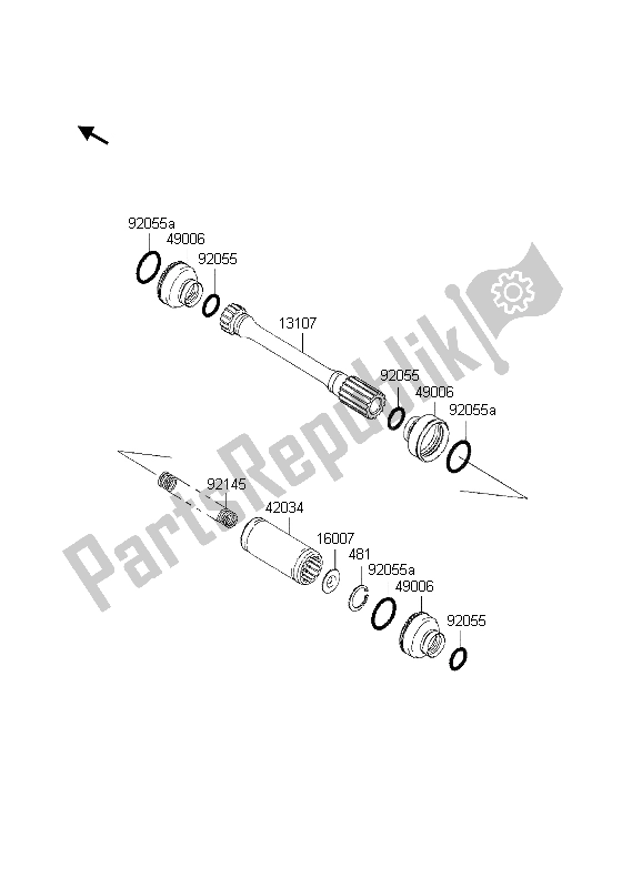 All parts for the Drive Shaft-propeller of the Kawasaki KVF 650 4X4 2003