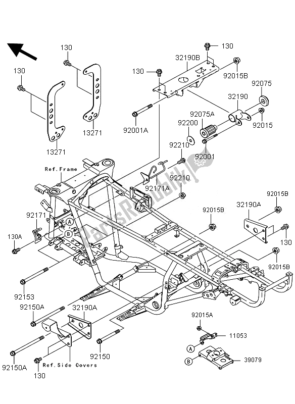 All parts for the Engine Mount of the Kawasaki KVF 360 2007