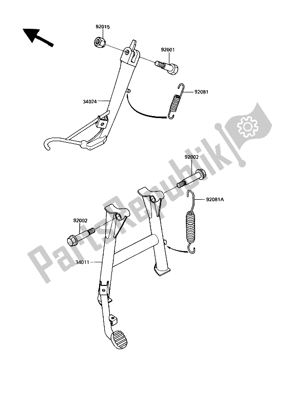 Tutte le parti per il Stand (s) del Kawasaki GPZ 900R 1989