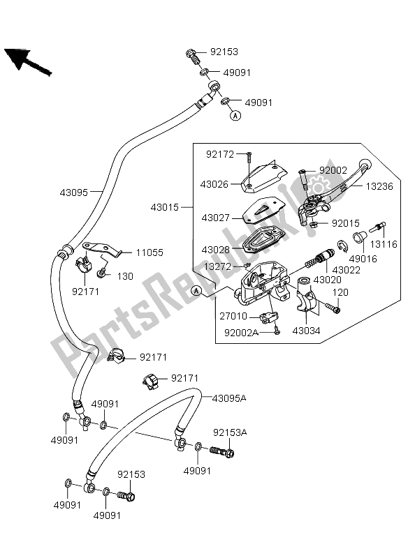 All parts for the Front Master Cylinder of the Kawasaki Versys 650 2012