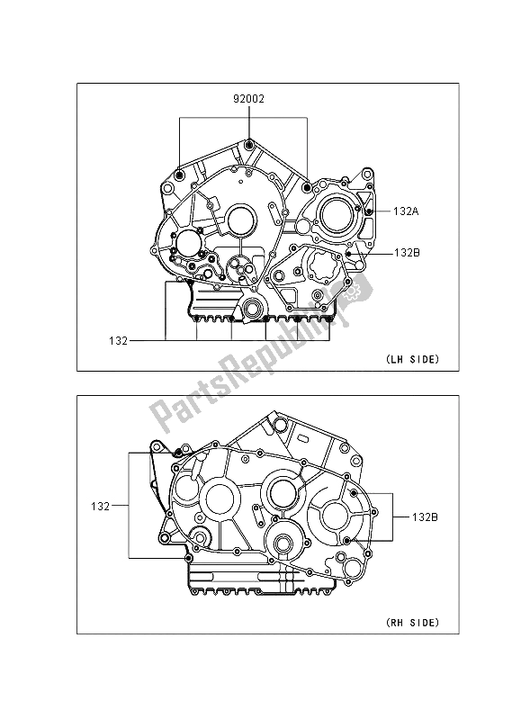 All parts for the Crankcase Bolt Pattern of the Kawasaki VN 800 Classic 2006