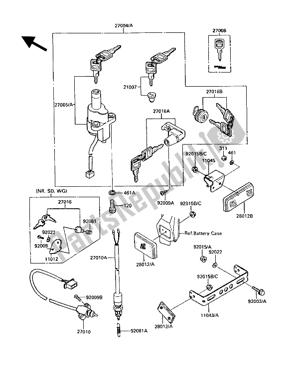 All parts for the Ignition Switch of the Kawasaki VN 750 Twin 1987