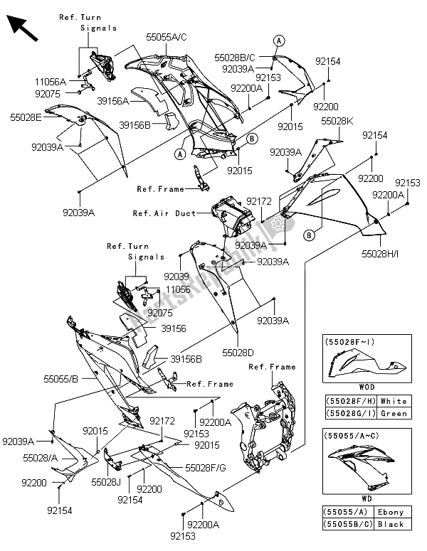 Toutes les pièces pour le Capot Abaisse du Kawasaki Ninja ZX 6R ABS 600 2013