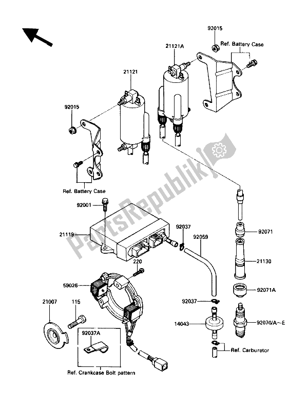 Tutte le parti per il Bobina Di Accensione del Kawasaki Voyager XII 1200 1988