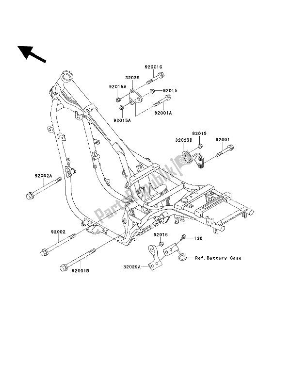 All parts for the Frame Fitting of the Kawasaki EN 500 1992