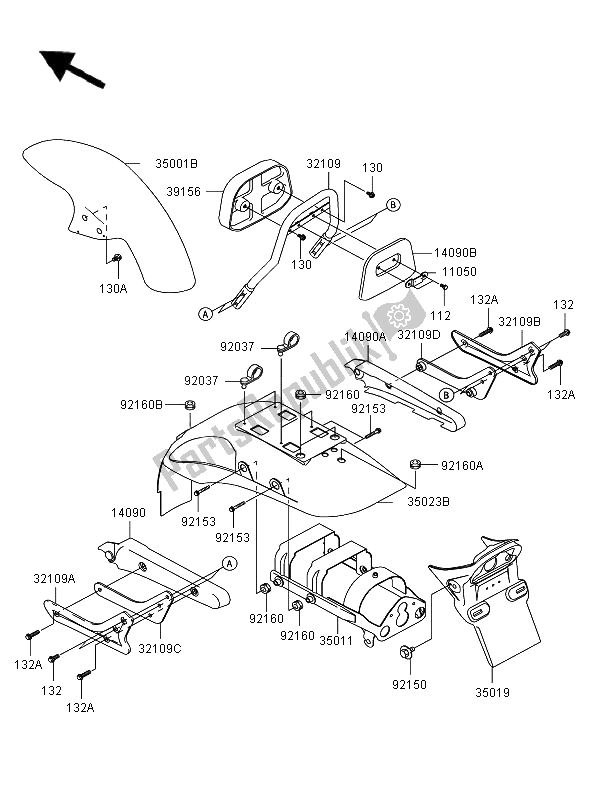 Toutes les pièces pour le Ailes du Kawasaki Eliminator 125 2006