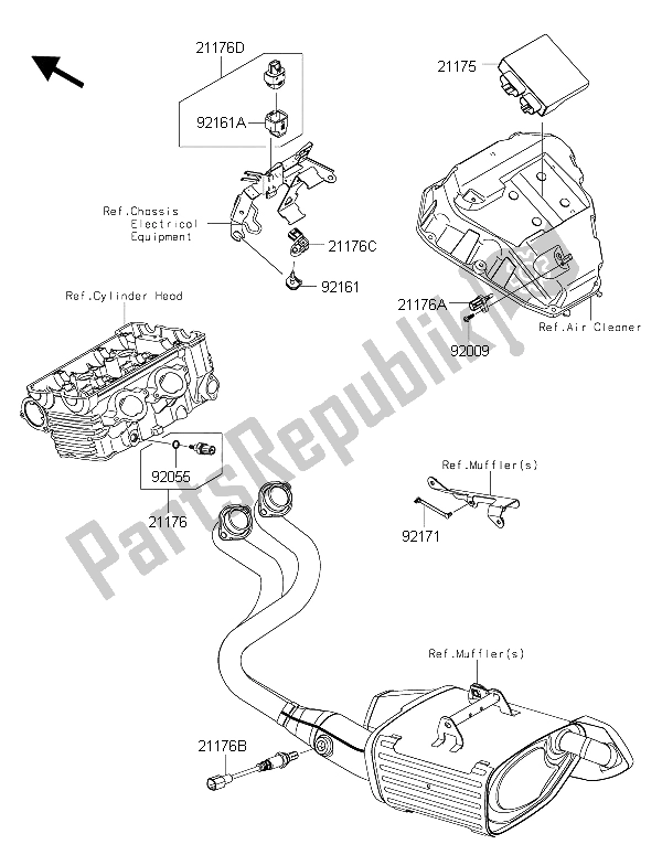 All parts for the Fuel Injection of the Kawasaki ER 6N ABS 650 2015
