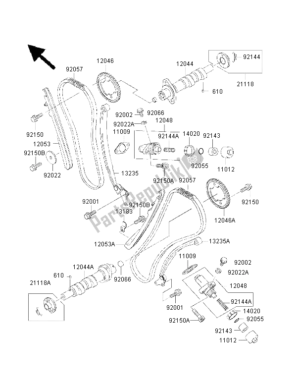 Todas las partes para árbol De Levas Y Tensor de Kawasaki VN 1500 Classic FI 2001