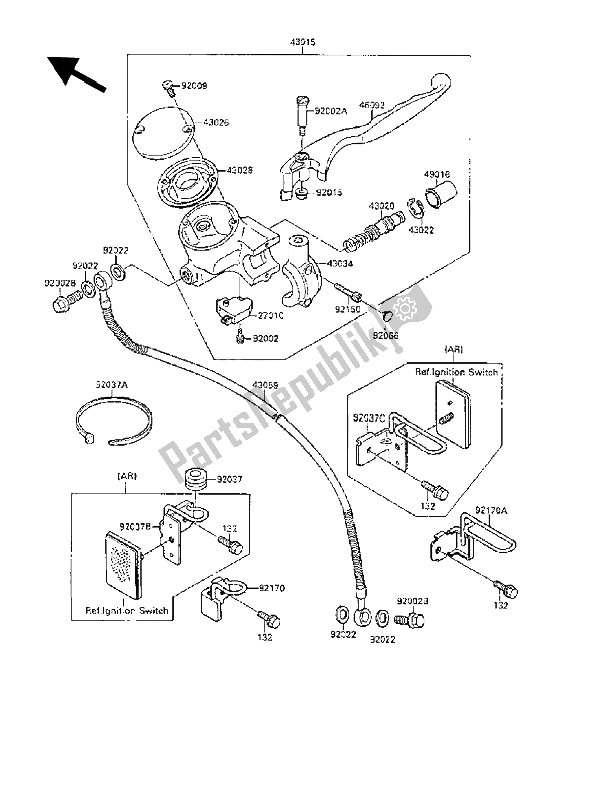 Tutte le parti per il Pompa Freno Anteriore del Kawasaki VN 15 SE 1500 1989