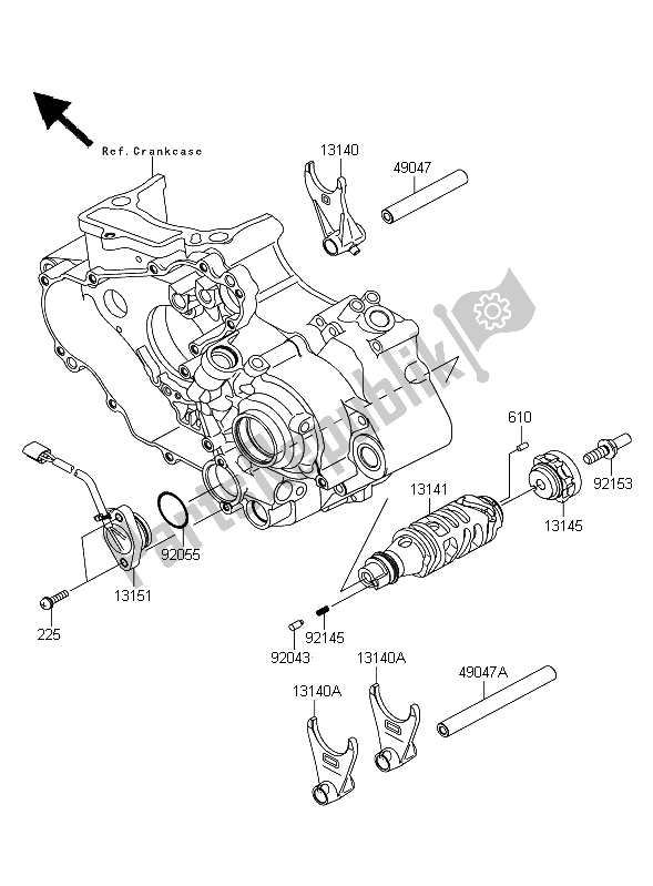 Alle onderdelen voor de Versnelling Wisselen Trommel & Schakelvork (en) van de Kawasaki KFX 450R 2009