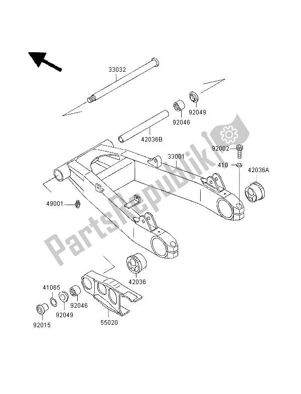 Toutes les pièces pour le Bras Oscillant du Kawasaki Zephyr 750 1997