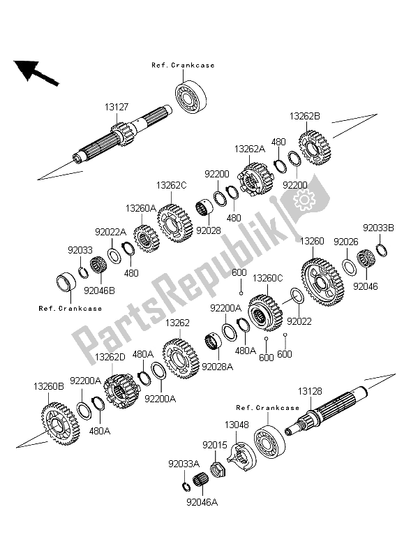 Toutes les pièces pour le Transmission du Kawasaki VN 1600 Mean Streak 2004