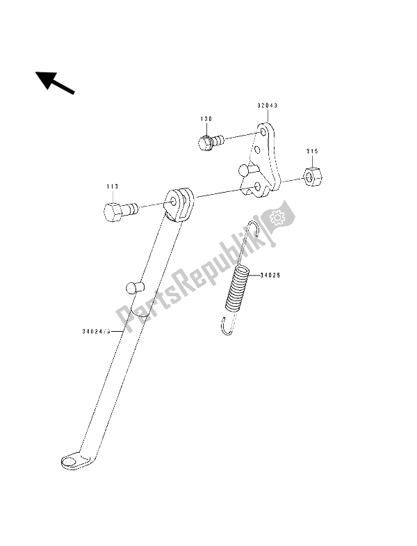 All parts for the Stand of the Kawasaki KX 80 SW LW 1992