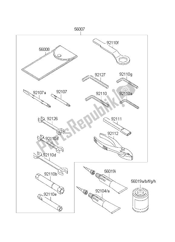 All parts for the Owners Tools of the Kawasaki Ninja ZX 6R 600 2001