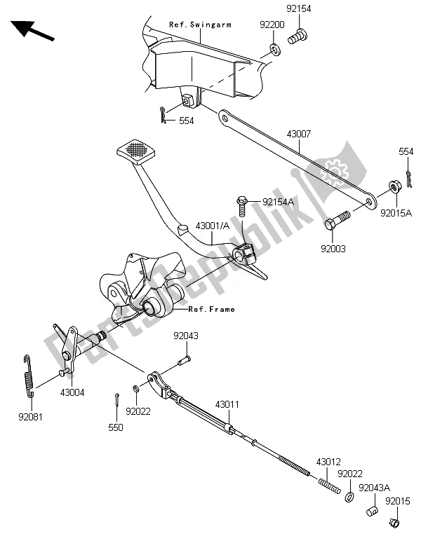Tutte le parti per il Pedale Del Freno del Kawasaki W 800 2014