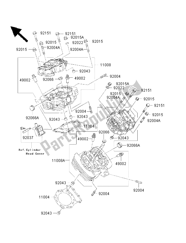 All parts for the Cylinder Head of the Kawasaki VN 1500 Drifter 2002