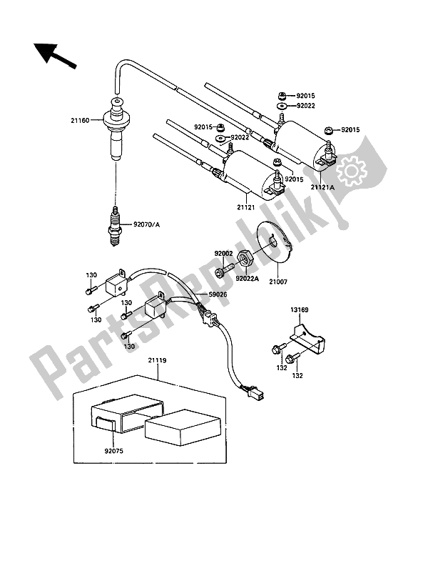 All parts for the Ignition Coil of the Kawasaki 1000 GTR 1991