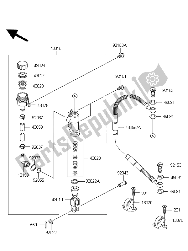 All parts for the Rear Master Cylinder of the Kawasaki KX 85 SW LW 2011