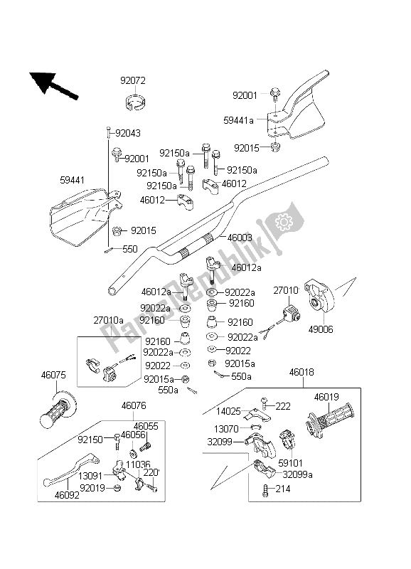 Todas as partes de Guidão do Kawasaki KDX 200 2003