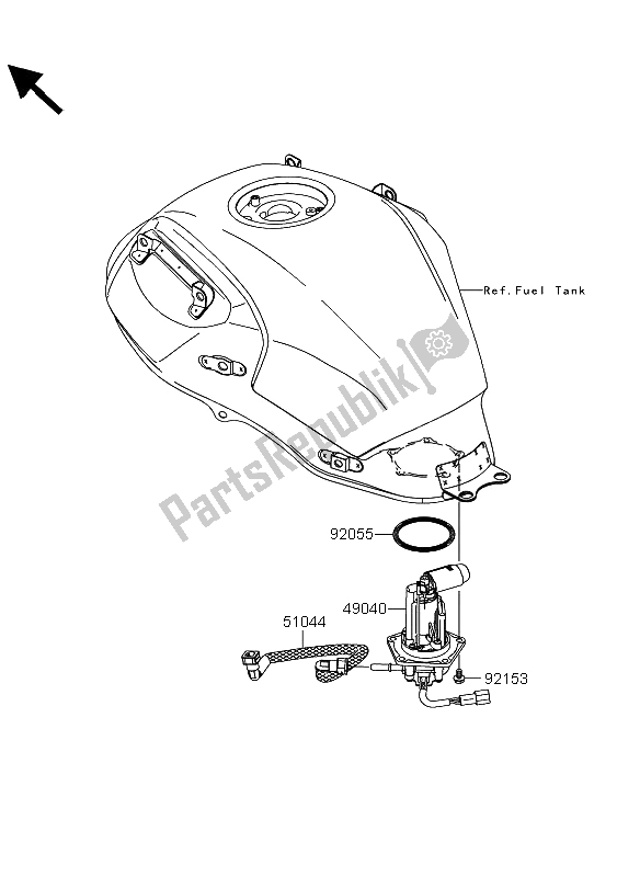 Alle onderdelen voor de Benzine Pomp van de Kawasaki Versys ABS 650 2013