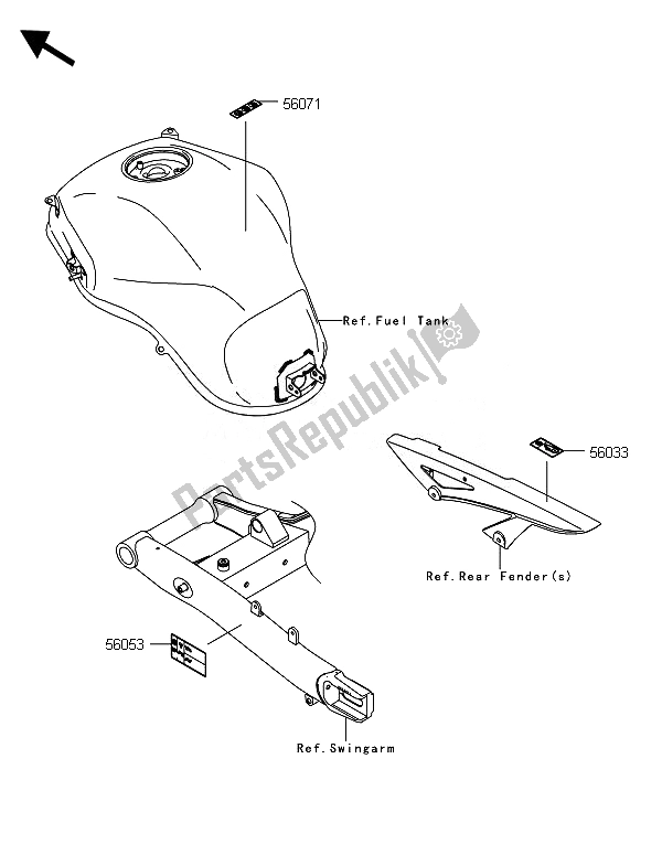 All parts for the Labels of the Kawasaki Versys 1000 2014