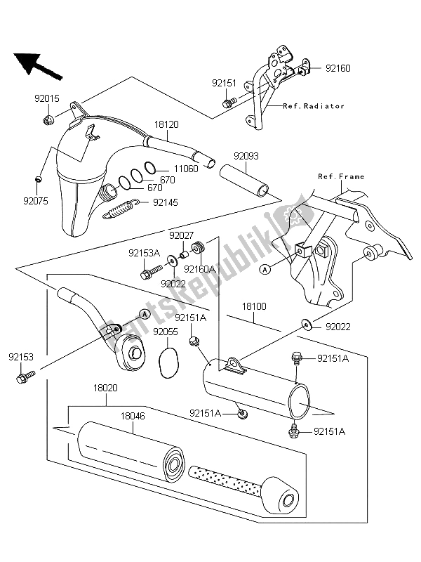 All parts for the Muffler of the Kawasaki KX 85 SW LW 2012