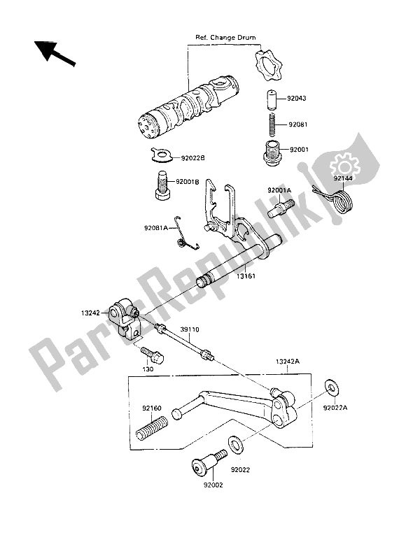 Toutes les pièces pour le Mécanisme De Changement De Vitesse du Kawasaki GPX 600R 1988