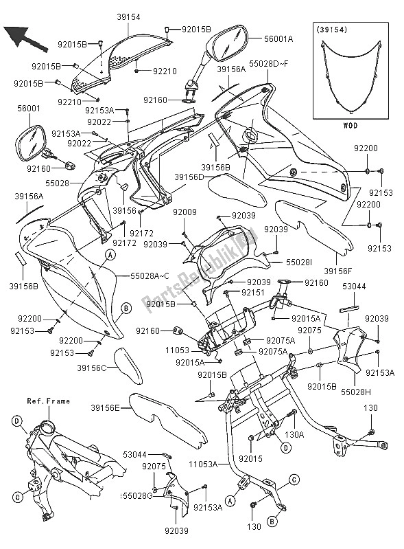 Toutes les pièces pour le Capot du Kawasaki Z 750S 2005