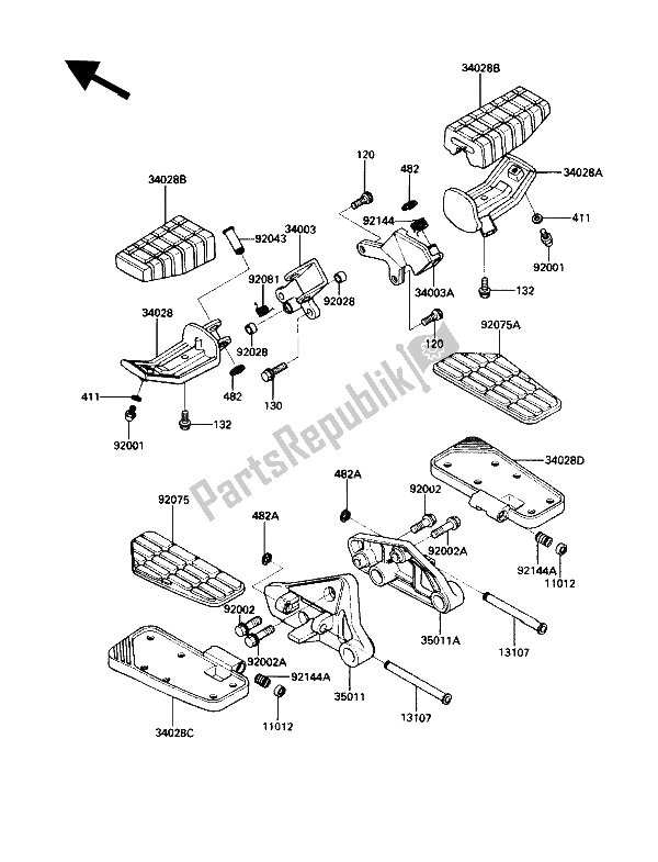 Toutes les pièces pour le Repose Pieds du Kawasaki ZG 1200 B1 1990