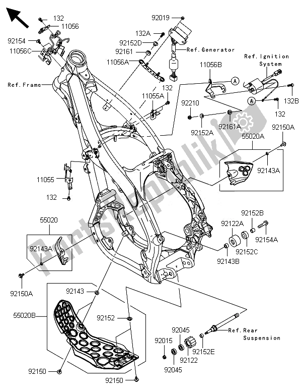 Todas las partes para Accesorios De Marco de Kawasaki KX 250F 2014