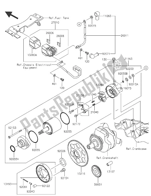 Tutte le parti per il Motorino Di Avviamento del Kawasaki Ninja 300 2016