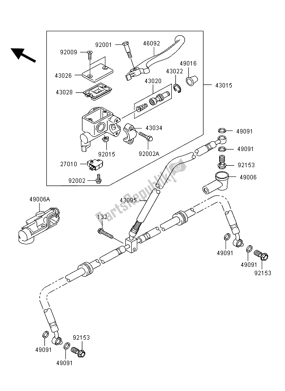 Toutes les pièces pour le Maître-cylindre Avant du Kawasaki KVF 360 4X4 2008