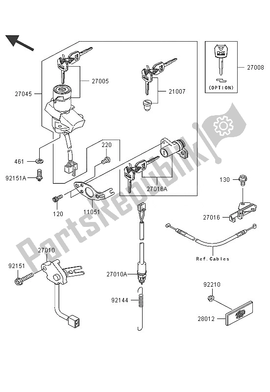 All parts for the Ignition Switch (ge) of the Kawasaki Ninja ZX 12R 1200 2005