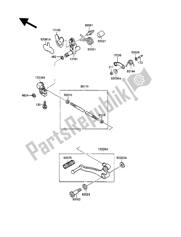 Todas as partes de Mecanismo De Mudança De Marcha do Kawasaki GPZ 500S 1989