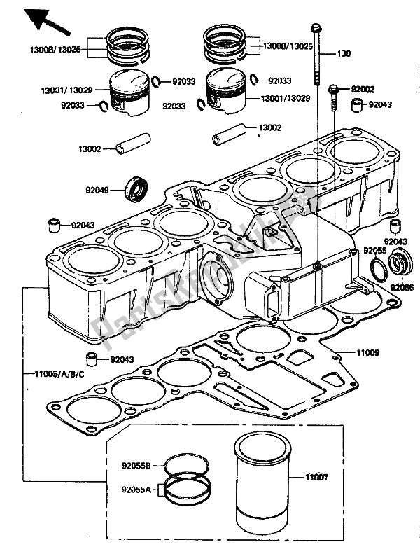 Alle onderdelen voor de Cilinder & Zuiger van de Kawasaki ZN 1300 1986