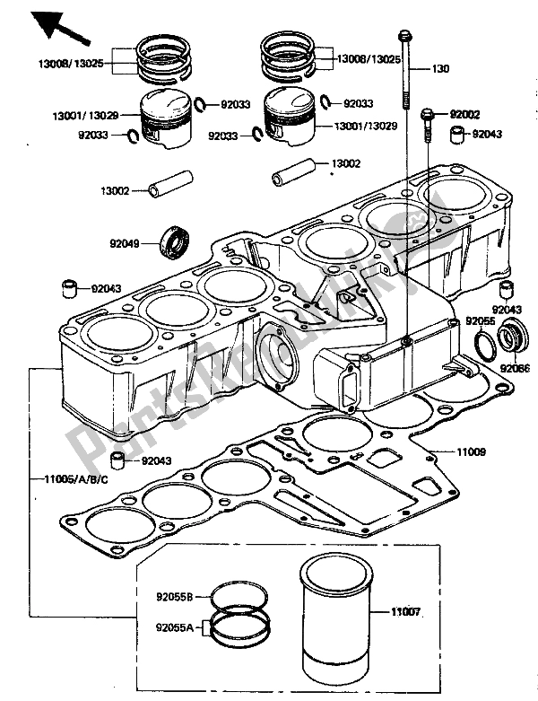 Tutte le parti per il Cilindro E Pistone del Kawasaki ZN 1300 1986