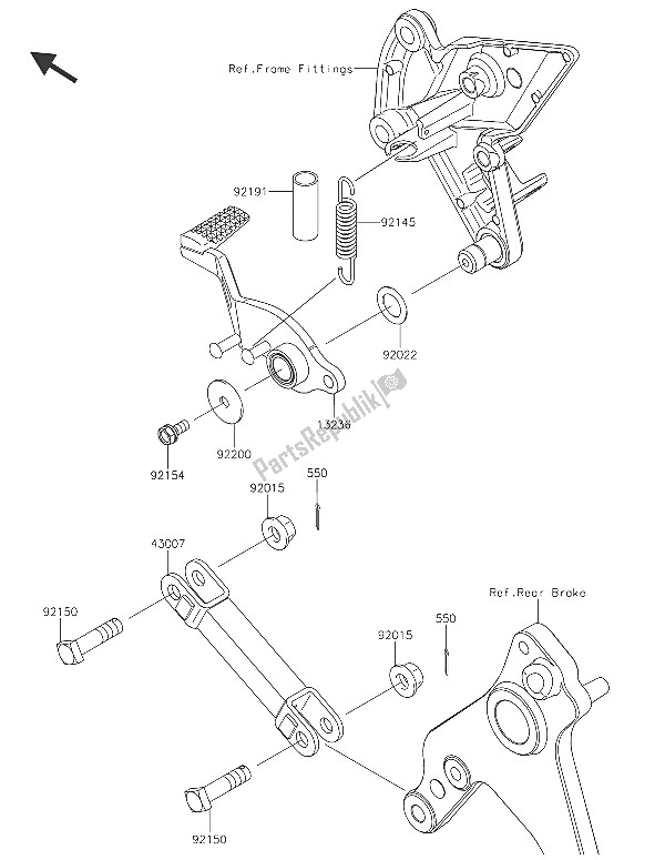 All parts for the Brake Pedal of the Kawasaki Z 1000 ABS 2016