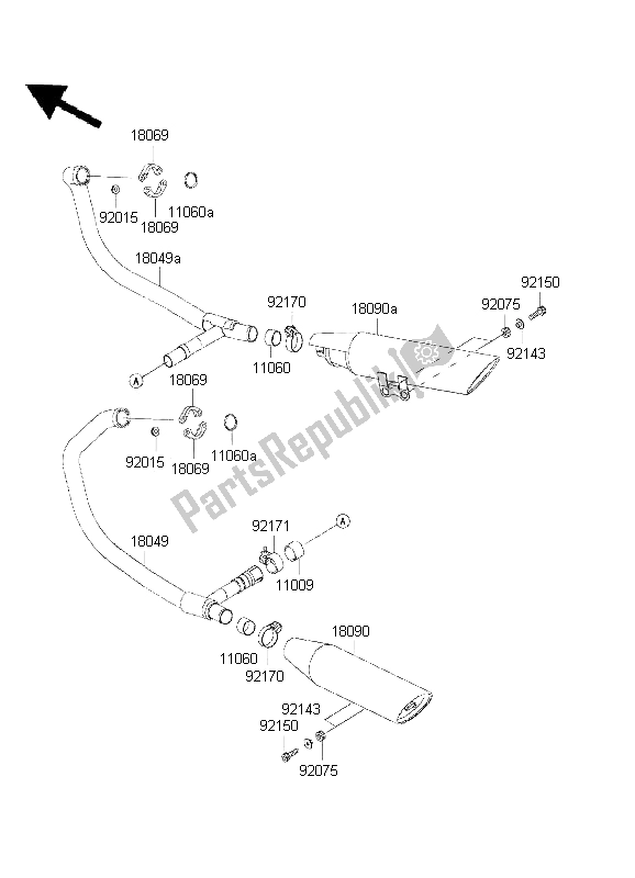 Tutte le parti per il Silenziatore del Kawasaki EN 500 2001