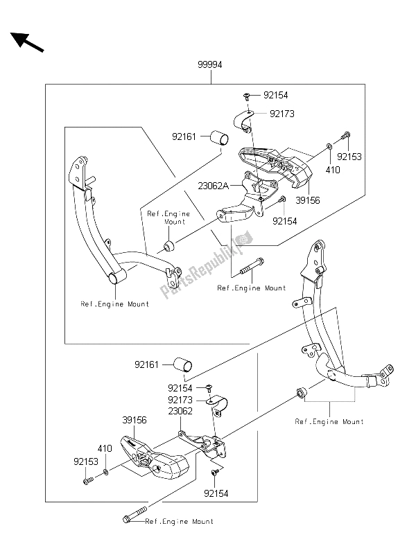 Toutes les pièces pour le Accessoire (curseur De Cadre) du Kawasaki Versys 1000 2015