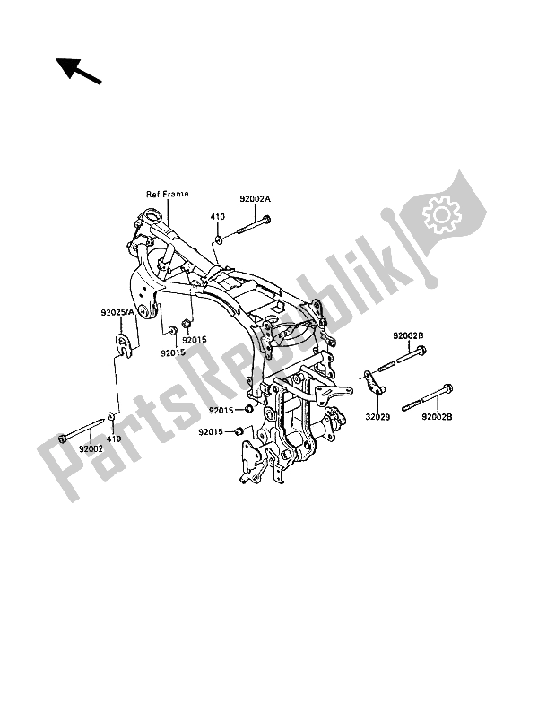 Alle onderdelen voor de Frame Hulpstukken van de Kawasaki GPZ 900R 1987