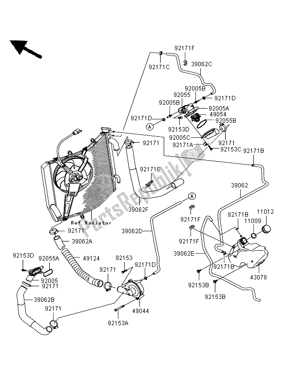 Tutte le parti per il Tubo Dell'acqua del Kawasaki ZZR 1400 2006