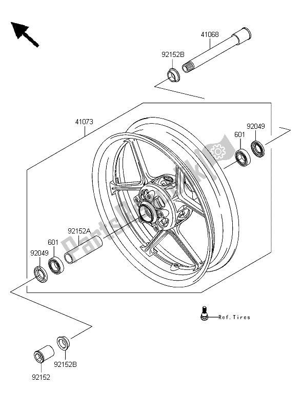 Toutes les pièces pour le Moyeu Avant du Kawasaki Ninja ZX 6R 600 2006