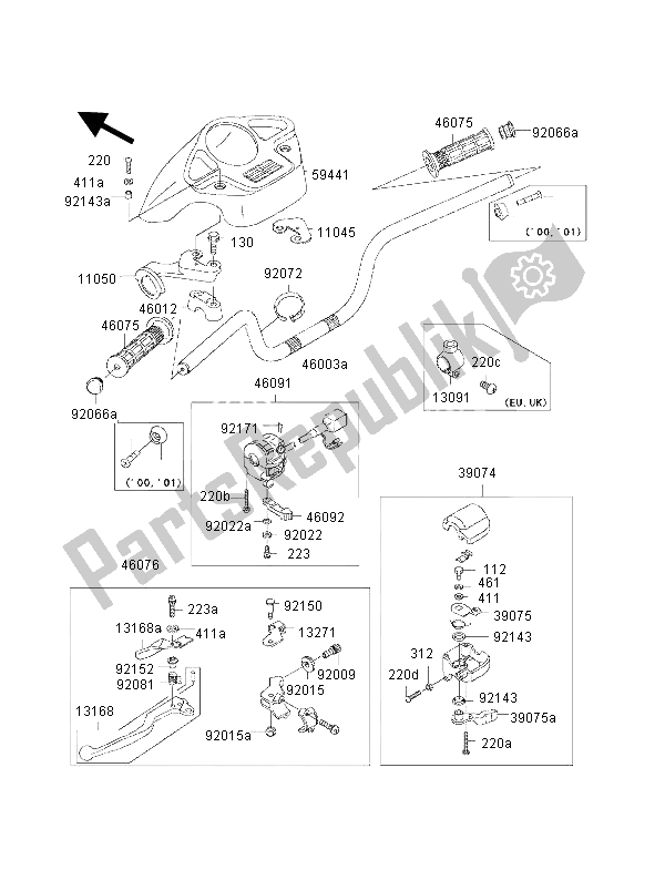 Wszystkie części do Kierownica Kawasaki KVF 300 2002