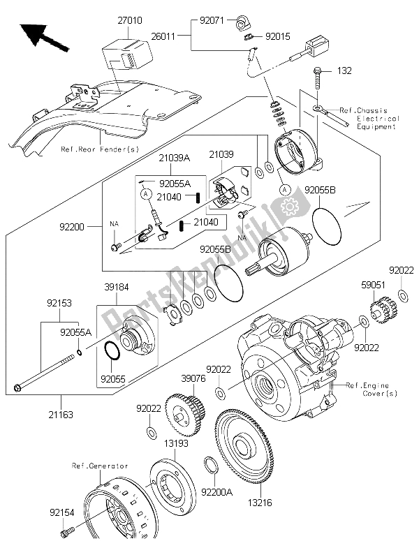 Tutte le parti per il Motorino Di Avviamento del Kawasaki KLX 125 2015